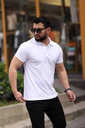 پولوشرت سفید مردانه پنبه - الاستین ENERJİN - کد 924057270