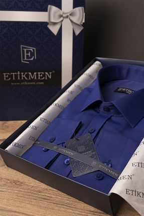 پیراهن آبی مردانه اسلیم فیت Etikmen - کد 156461405
