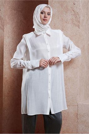 تونیک حجاب سفید زنانه مخلوط ویسکون Alvina - کد 841481676