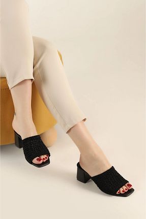 دمپائی مشکی زنانه چرم مصنوعی POPULARSHOP - کد 924105087