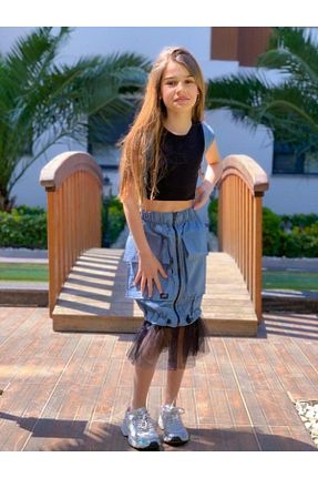 ست بالاتنه و پائین تنه آبی بچه گانه بافتنی Hilal Akıncı Kids - کد 85607887