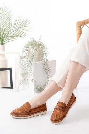 کفش لوفر قهوه ای زنانه چرم مصنوعی Egepass - کد 924576518