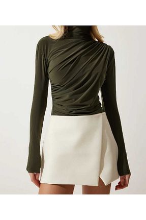 بادی خاکی زنانه یقه نیم ماهیگیر ECK MODA - کد 924119987
