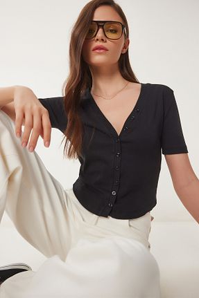 بلوز مشکی زنانه رگولار Lovelyİstanbul - کد 924181750