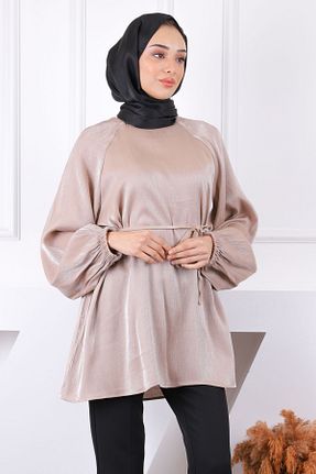 تونیک حجاب قهوه ای زنانه مخلوط پلی استر İmajButik - کد 924136597