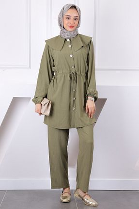ست بالاتنه و پائین تنه حجاب خاکی زنانه رگولار İmajButik - کد 924136002