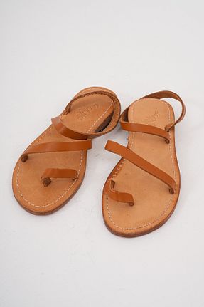 صندل نارنجی زنانه پاشنه تخت DaphneSandals - کد 924147136