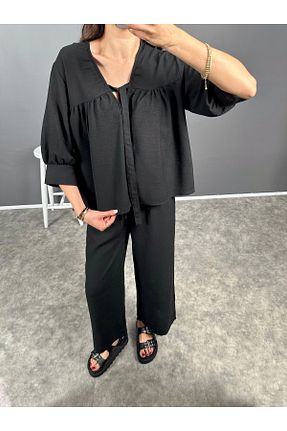 ست بالاتنه و پائین تنه مشکی زنانه بافتنی butik derin - کد 924152725