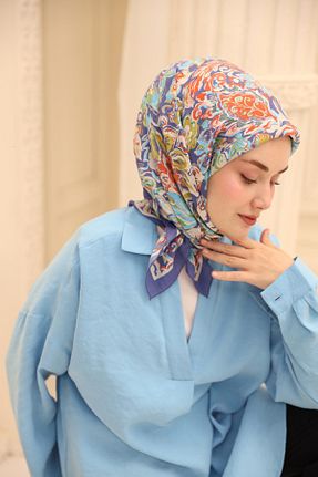 روسری آبی پنبه ای Silk Home - کد 924641800