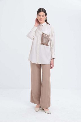 پیراهن حجاب بژ زنانه اورسایز ALLDAY - کد 924182931
