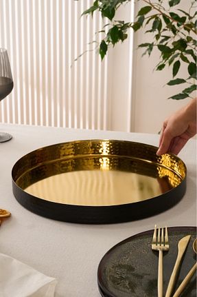 سینی طلائی استیل (فولاد) Karaca - کد 924200912