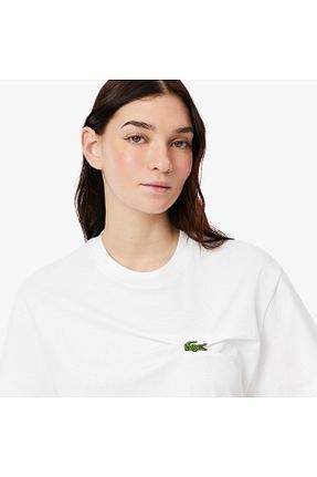 تیشرت سفید زنانه اورسایز Lacoste - کد 924213102