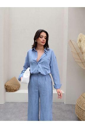 ست بالاتنه و پائین تنه آبی زنانه بافتنی ESRAHELVACI - کد 924213147