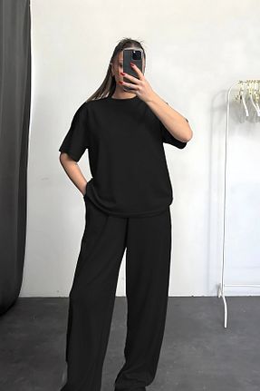 ست بالاتنه و پائین تنه مشکی زنانه بافت OKULCUBABA - کد 924797807