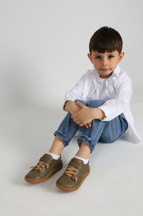 کفش کژوال خاکی بچه گانه چرم خالص kids A more - کد 813895962