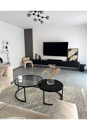 میز جلو مبلی مشکی شیشه Pinkcloset - کد 902013794
