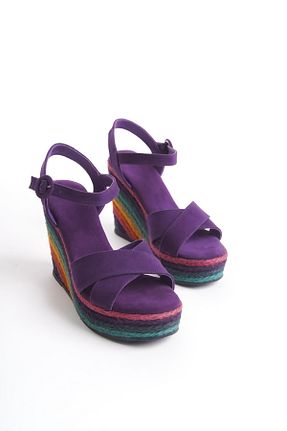 صندل بنفش زنانه پاشنه پر Elile Shoes - کد 924240902