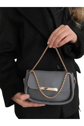 کیف دوشی طوسی زنانه چرم مصنوعی Melos Butik - کد 922736625