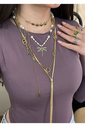 گردنبند استیل ( فولاد ) زرد زنانه استیل (فولاد) Opia JEWELRY - کد 924254726