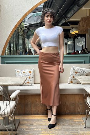 دامن قهوه ای زنانه پارچه CurcunaShop - کد 924256210