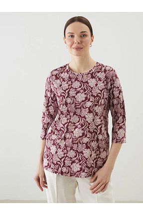بلوز زرشکی زنانه گلدار LC Waikiki - کد 924265853