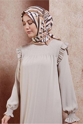 روسری قهوه ای پلی استر Alvina - کد 844702651