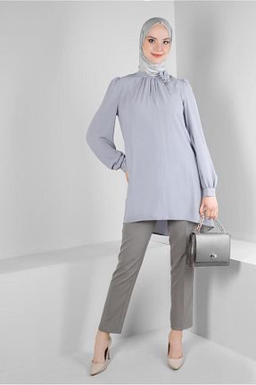شلوار پارچه ای طوسی زنانه بلند Alvina - کد 805950837