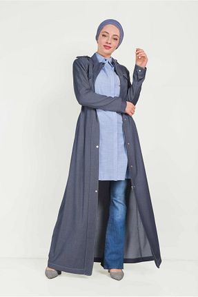 مانتو بلند حجاب سرمه ای زنانه Alvina - کد 867939405