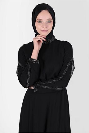 لباس مجلسی حجاب مشکی زنانه یقه ایستاده Alvina - کد 805318999