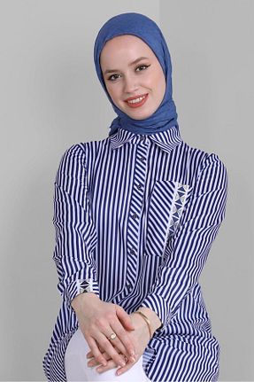 روسری سرمه ای پنبه پلی استر Alvina - کد 810186739