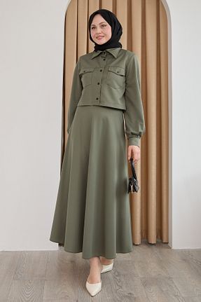 ست بالاتنه و پائین تنه حجاب خاکی رگولار InStyle - کد 924282285