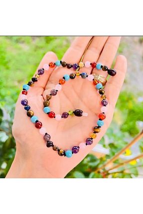 گردنبند جواهر رنگی زنانه سنگ طبیعی NİSSBEBE - کد 924289894