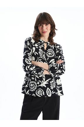 بلوز مشکی زنانه طرح دار LC Waikiki - کد 924297400