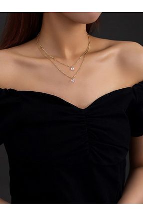 گردنبند جواهر زرد زنانه استیل ضد زنگ GLAMORA - کد 924297235