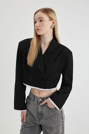 کت بلیزر مشکی زنانه مخلوط پلی استر Defacto - کد 806509109