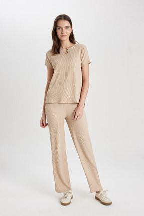 تیشرت بژ زنانه Relaxed Defacto - کد 796965744