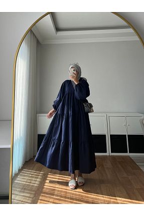 لباس حجاب سرمه ای زنانه اورسایز feiruz - کد 924303543