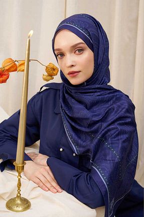 شال سرمه ای زنانه پنبه ای Madame Polo - کد 924316736