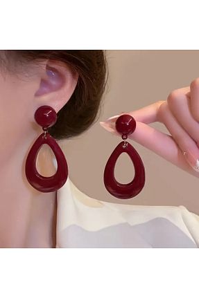گوشواره جواهر زرشکی برنجی by evrenmusti - کد 924318155