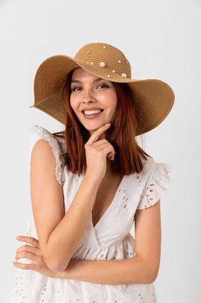 کلاه قهوه ای زنانه حصیر Luminos Butik - کد 811871593