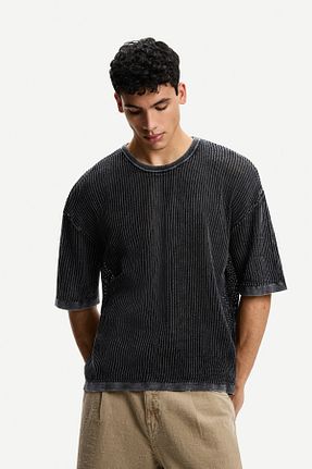 تیشرت مشکی مردانه Relaxed Bershka - کد 924330505