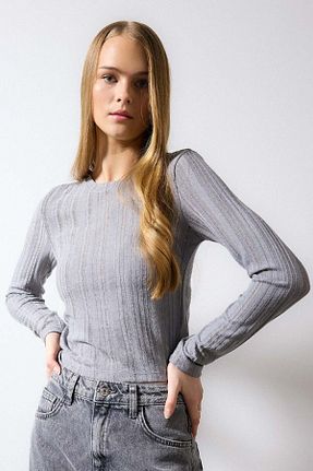 بلوز طوسی زنانه ساده Defacto - کد 806141875