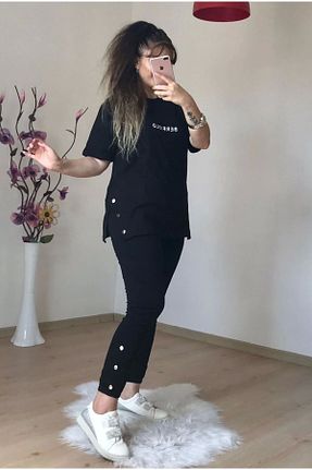 ست گرمکن سایز بزرگ مشکی زنانه پنبه پلی استر Genel Markalar - کد 357656437