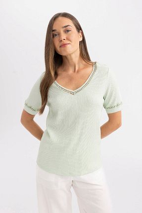 تیشرت سبز زنانه رگولار Defacto - کد 818221671