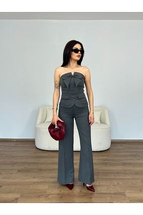 ست بالاتنه و پائین تنه طوسی زنانه بافتنی Nesil - کد 924337006