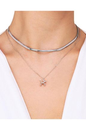 گردنبند نقره سفید زنانه 925 عیار MEKS PRIVE - کد 924354037
