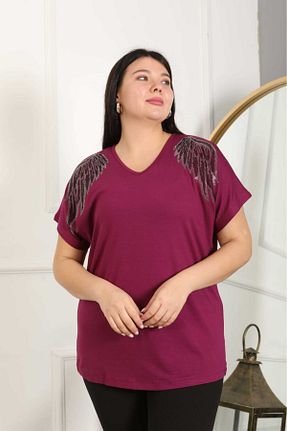 بلوز سایز بزرگ بنفش زنانه سایز بزرگ Esina - کد 924358530