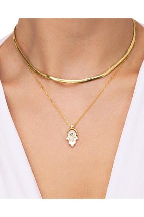 گردنبند نقره طلائی زنانه 925 عیار MEKS PRIVE - کد 924354059