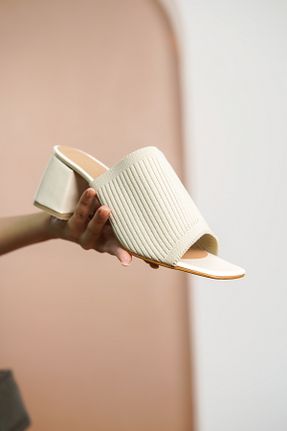 دمپائی بژ زنانه چرم مصنوعی Moda Değirmeni - کد 99660191
