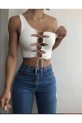 بلوز سفید زنانه ساده DESING HS - کد 924355009